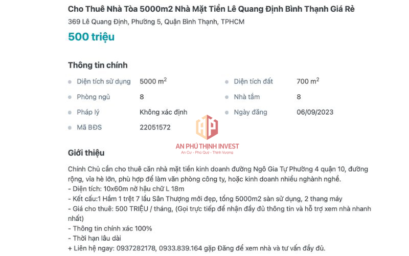 thông tin cho thue nha